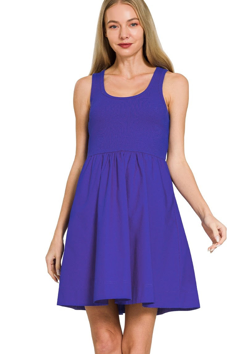 Sleeveless Tank Fit & Flare Dress | Bright Blue
