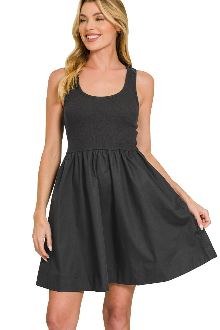 Sleeveless Tank Fit & Flare Dress | Black