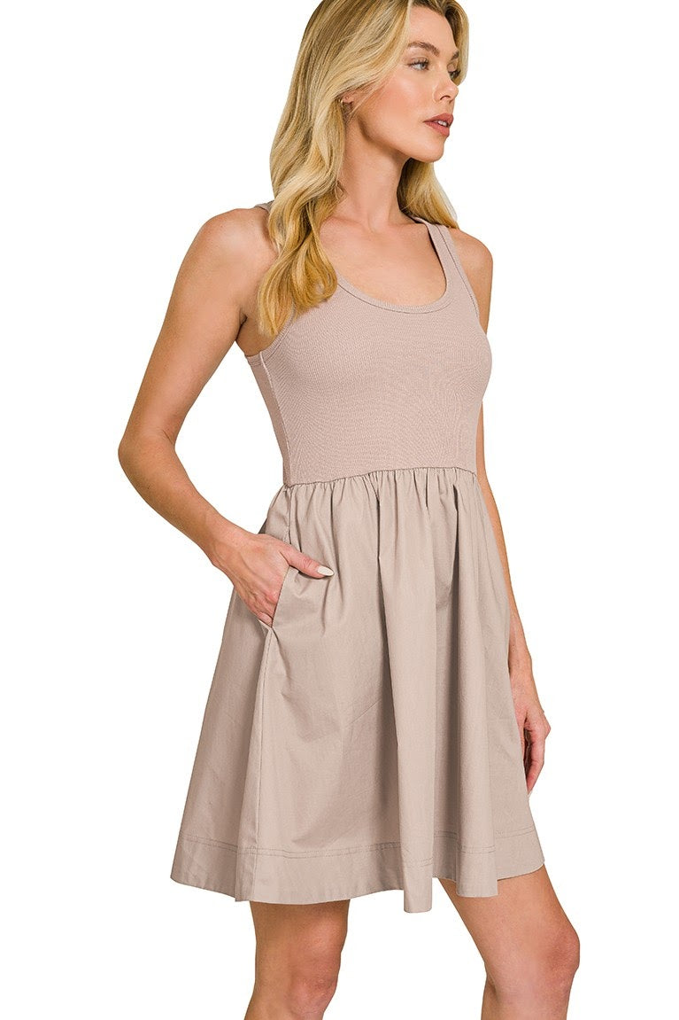Sleeveless Tank Fit & Flare Dress | Ash Mocha