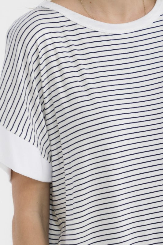 Striped Open Back Top | White/Black