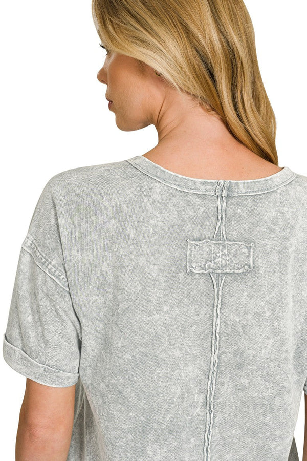 Halo Washed Pocket Relaxed Fit Tee | Sage Grey