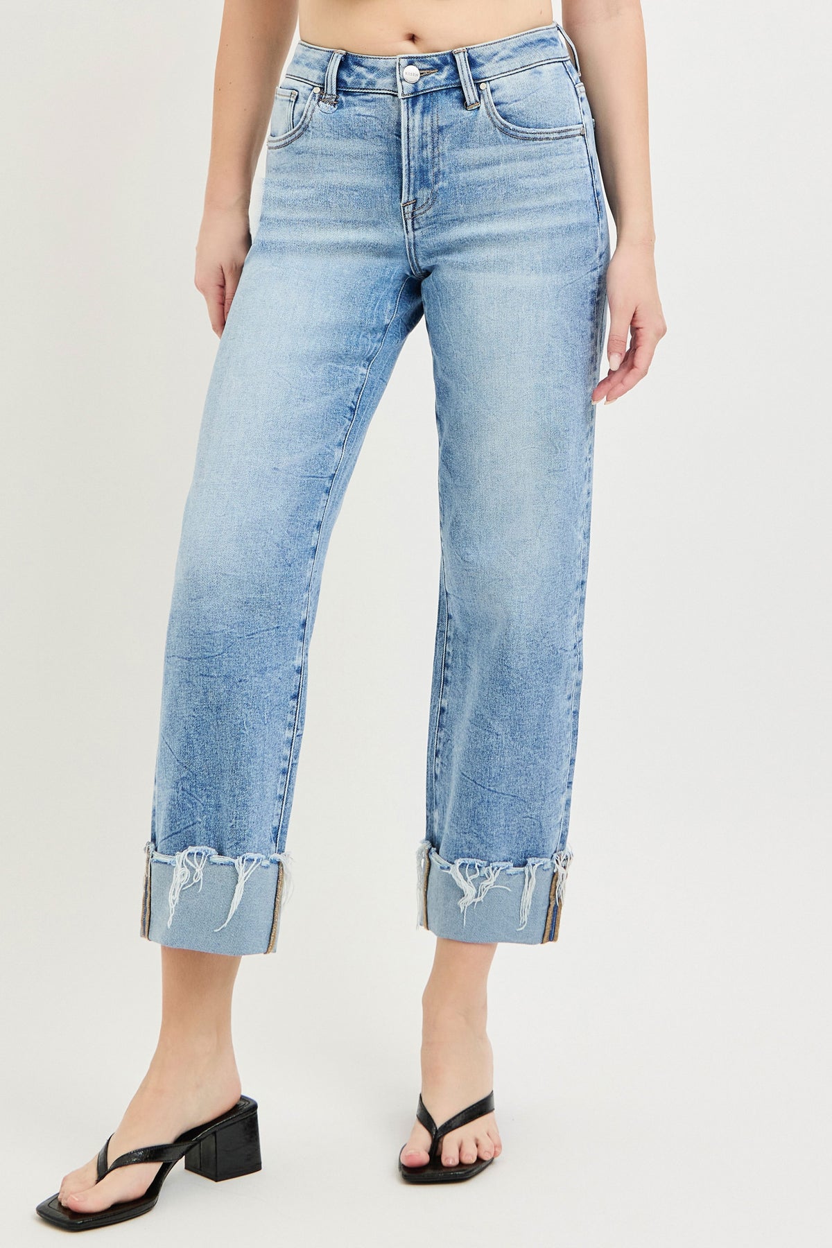 Risen Jeans | High Rise Crop Boyfriend Cuffed