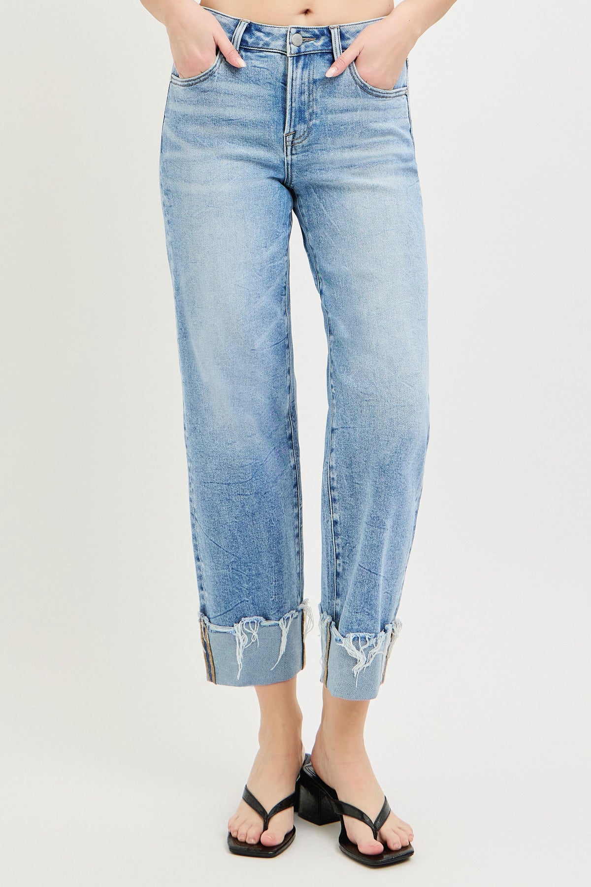 Risen Jeans | High Rise Crop Boyfriend Cuffed