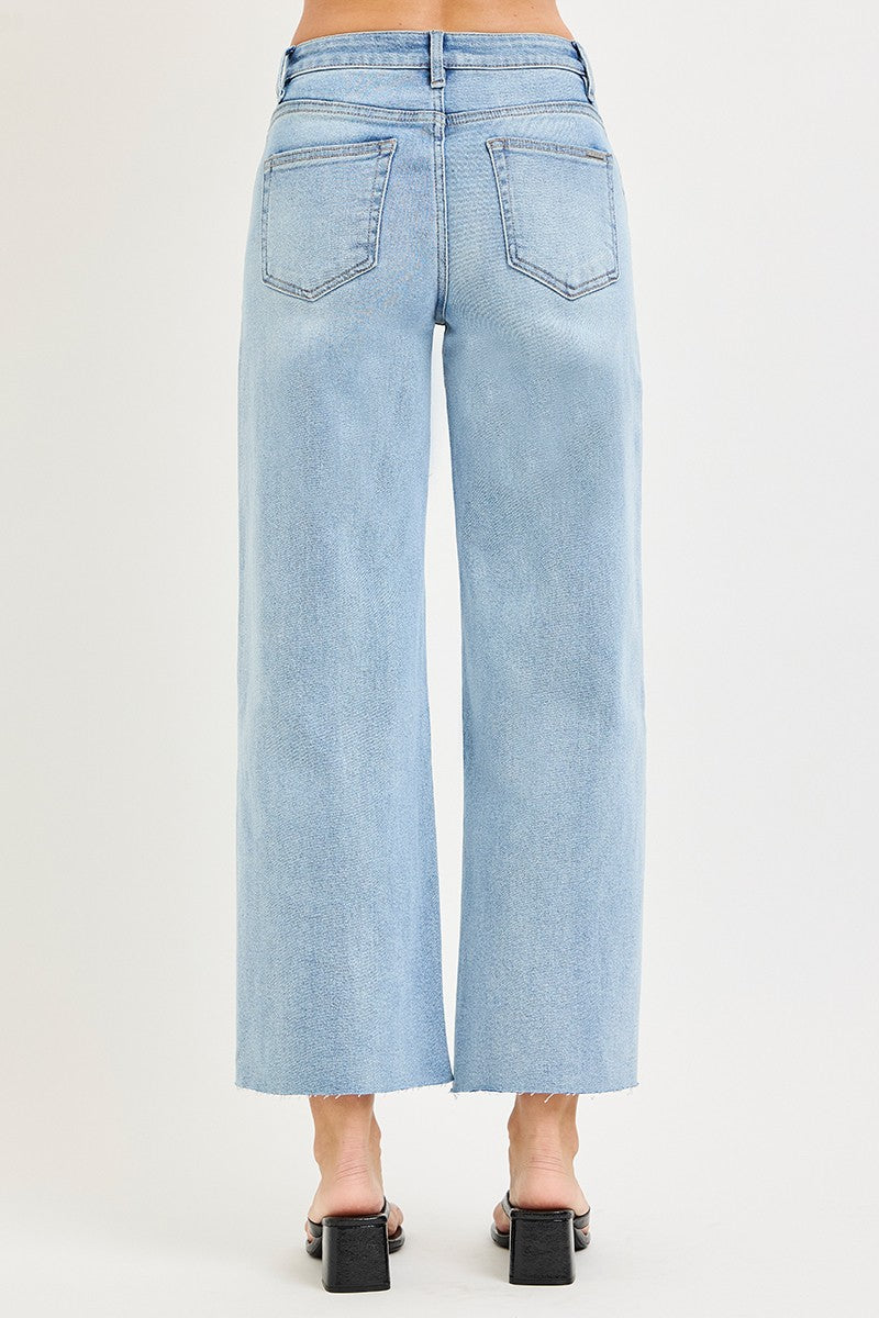 Risen Jeans | High Rise Crop Wide Flower Lace