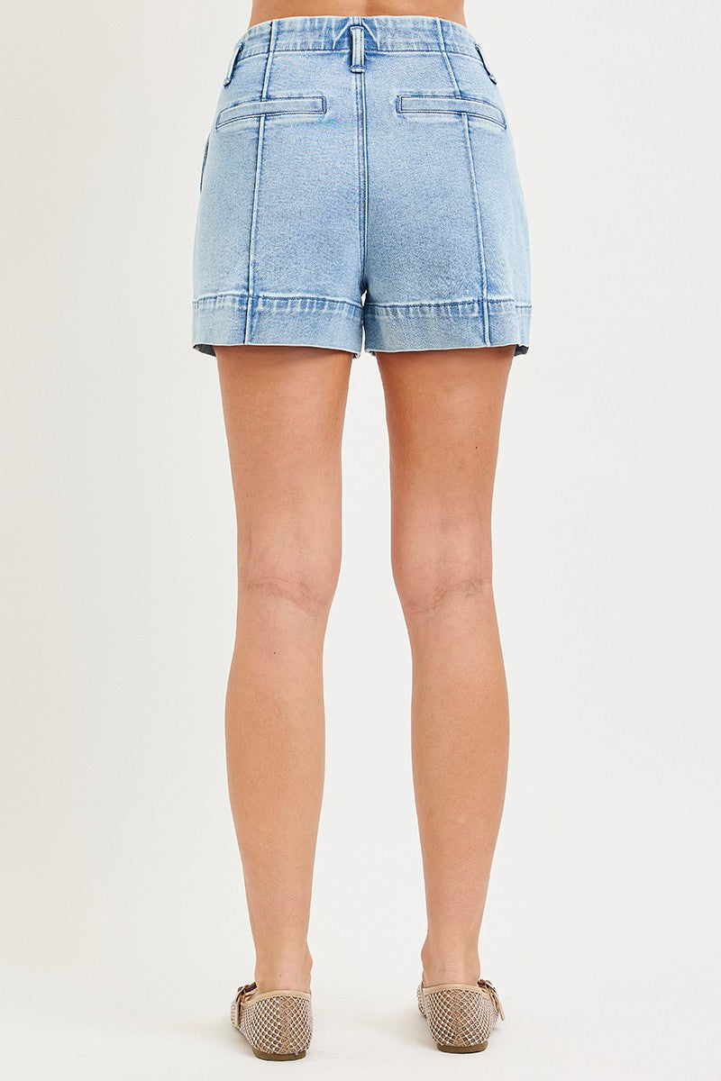 Risen Denim Shorts | High Rise Relaxed Seamed