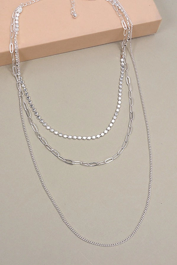 Layered Chain Necklace | Silver