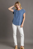 Linen Mineral Washed Top | Blue