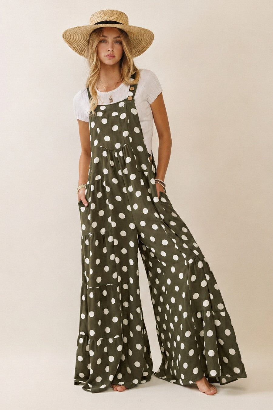 Polka Dot Wide Leg Jumpsuit | Thyme