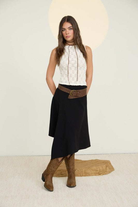 Sheer Floral Crochet Knit Top | Cream
