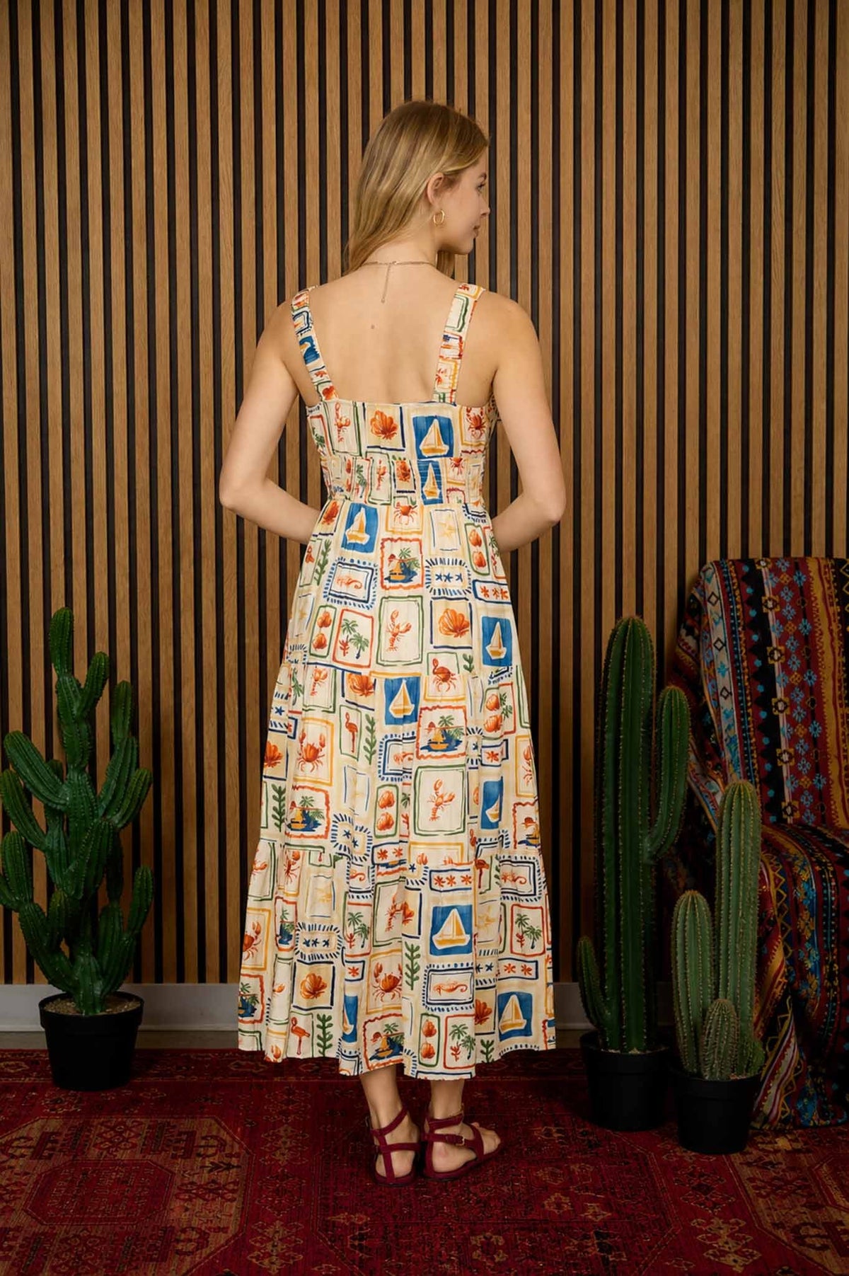 Marine Motif Midi Dress | Multi