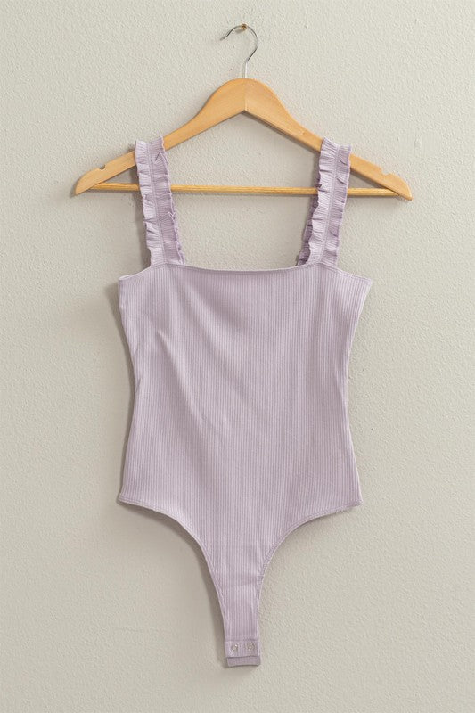 Ruffle Strap Bodysuit | Lavender