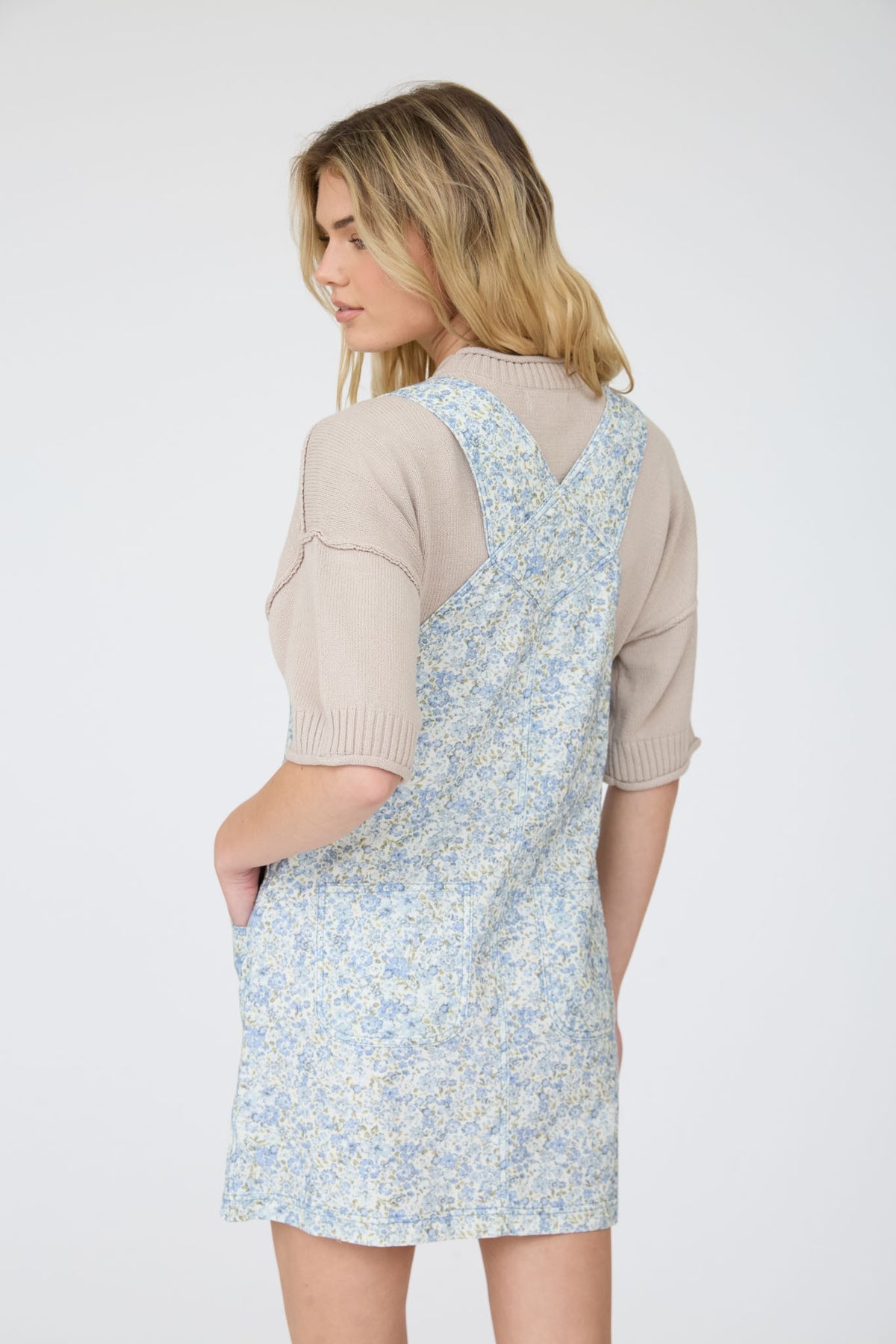 Floral Overall Mini Dress | Blue Multi