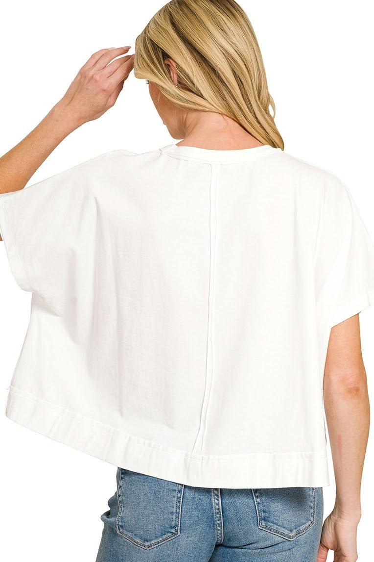 Oversized Casual Boxy Top | White
