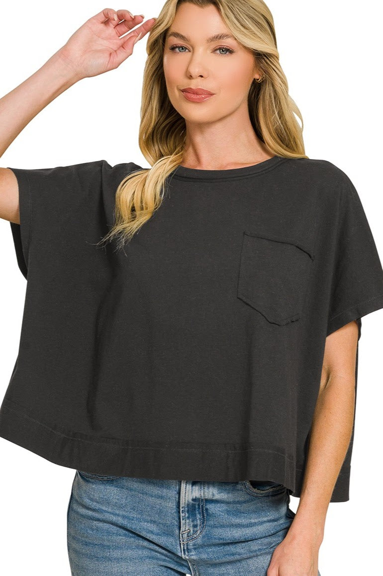 Oversized Casual Boxy Top | Black