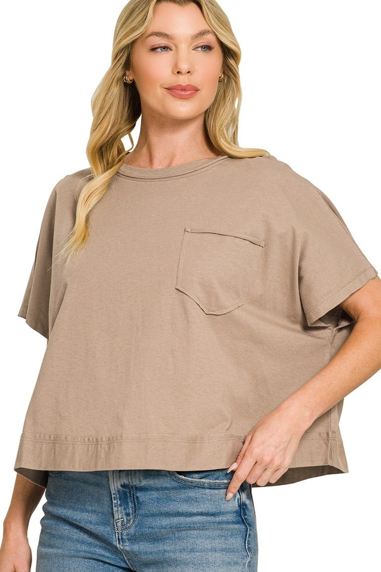 Oversized Casual Boxy Top | Cocoa