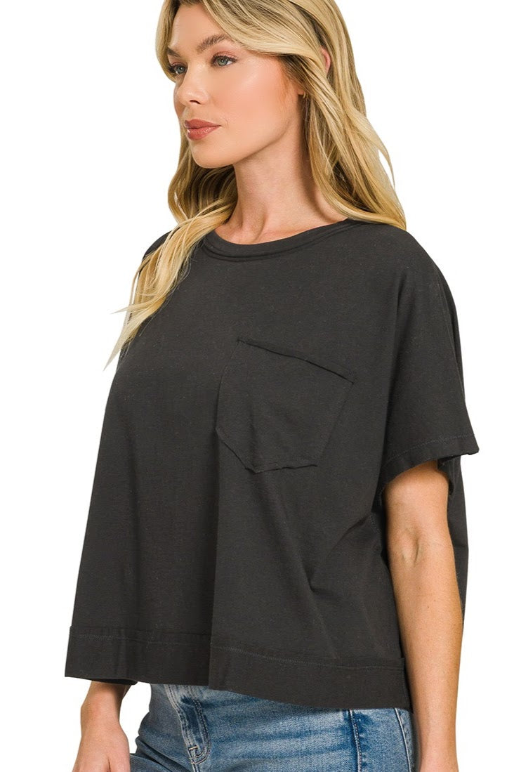 Oversized Casual Boxy Top | Black