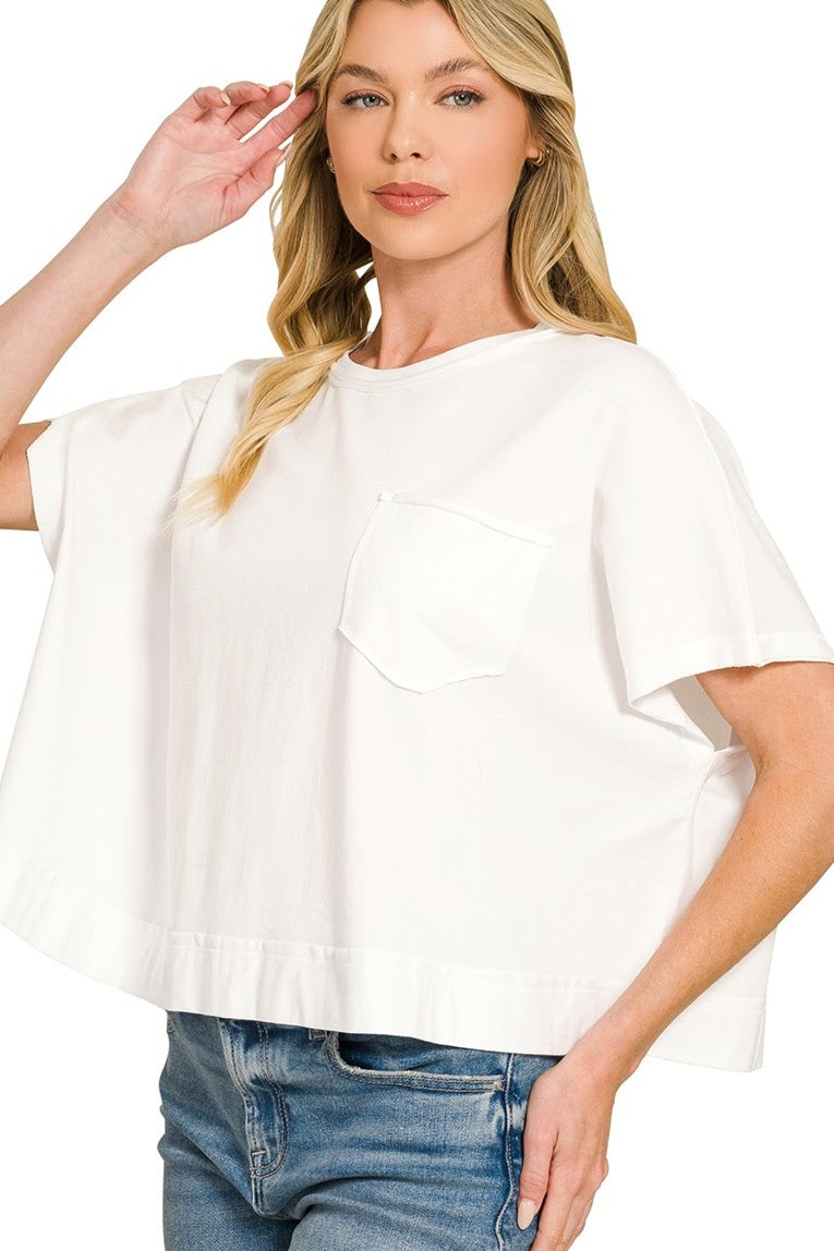 Oversized Casual Boxy Top | White