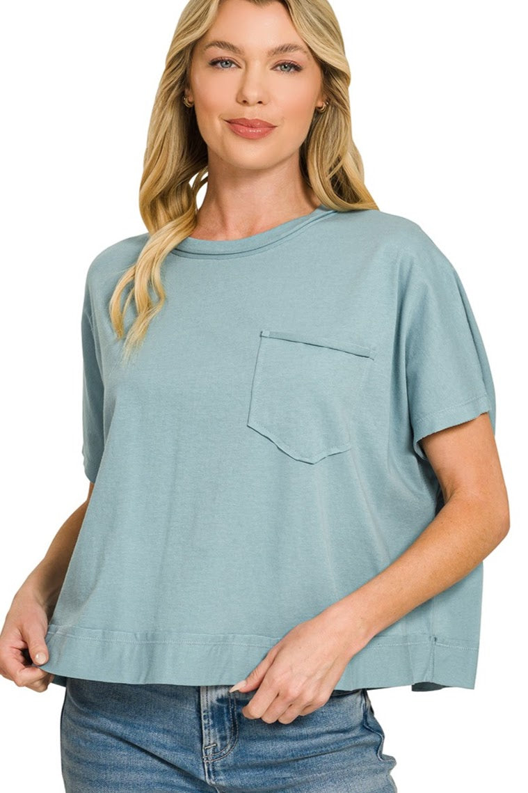 Oversized Casual Boxy Top | Blue Grey
