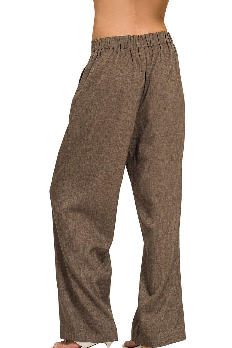 Two Button Dress Pants w/ Lining | Brown