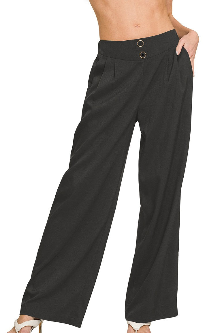 Two Button Dress Pants w/ Lining | Black