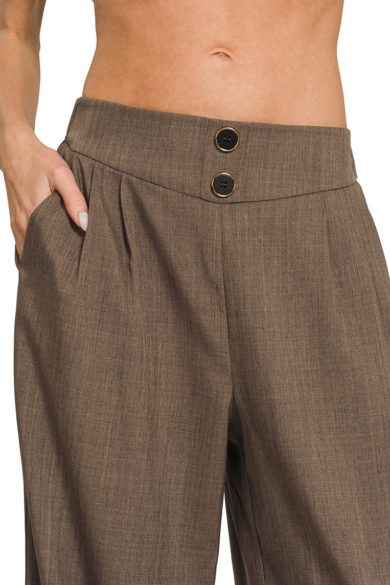 Two Button Dress Pants w/ Lining | Brown