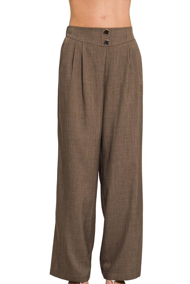 Two Button Dress Pants w/ Lining | Brown