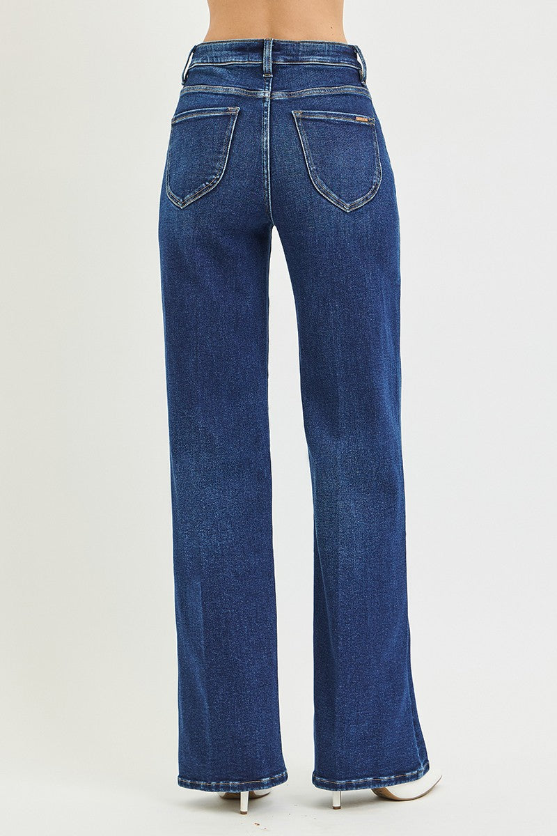 Risen Jeans | Tummy Control High Rise Wide Leg Crease