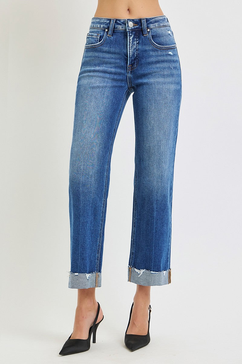 Risen Jeans | Tummy Control Mid Rise Wide Straight