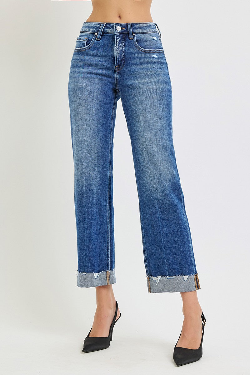 Risen Jeans | Tummy Control Mid Rise Wide Straight