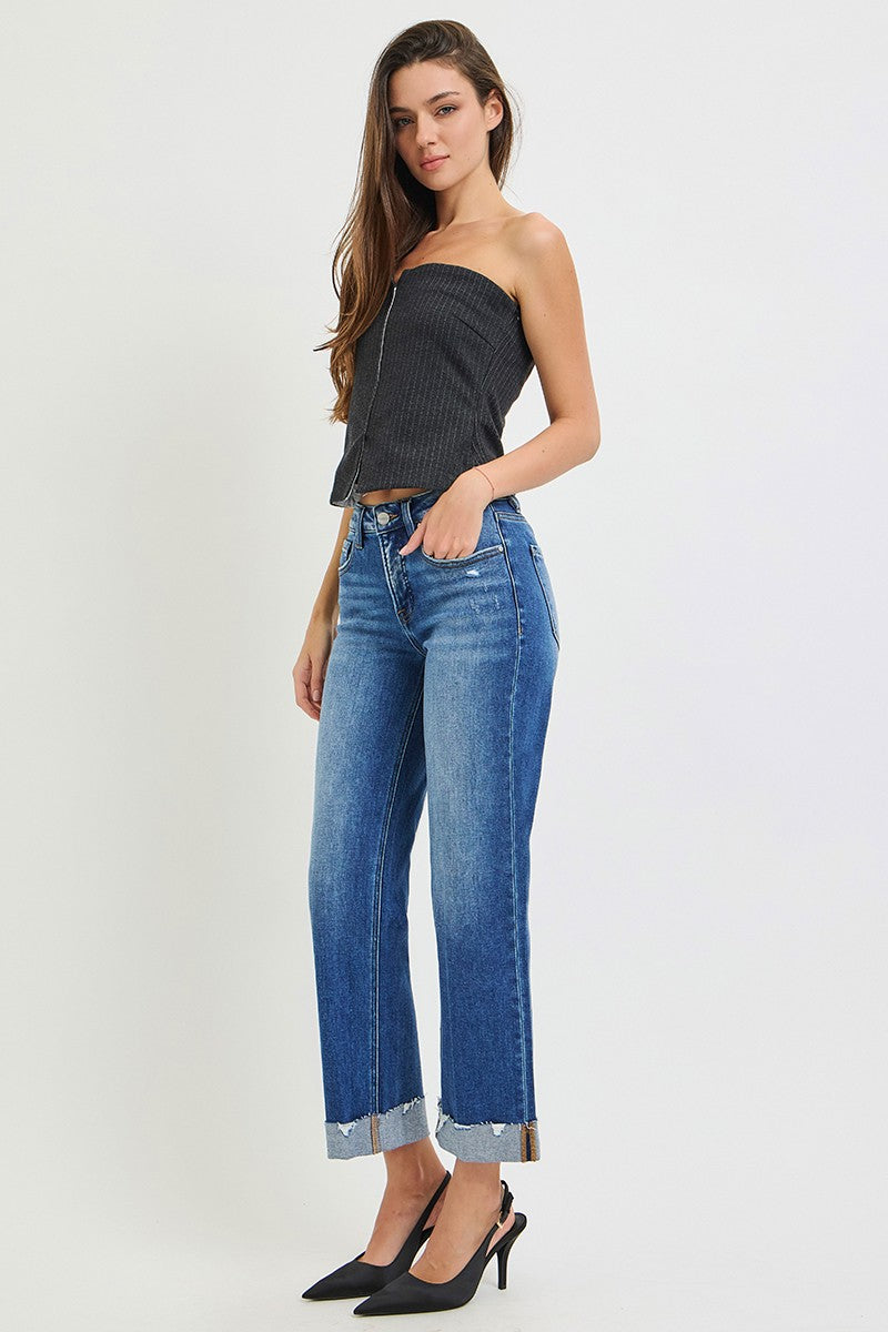 Risen Jeans | Tummy Control Mid Rise Wide Straight