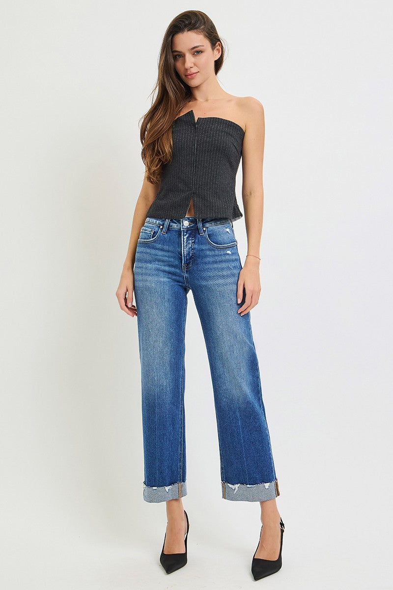 Risen Jeans | Tummy Control Mid Rise Wide Straight