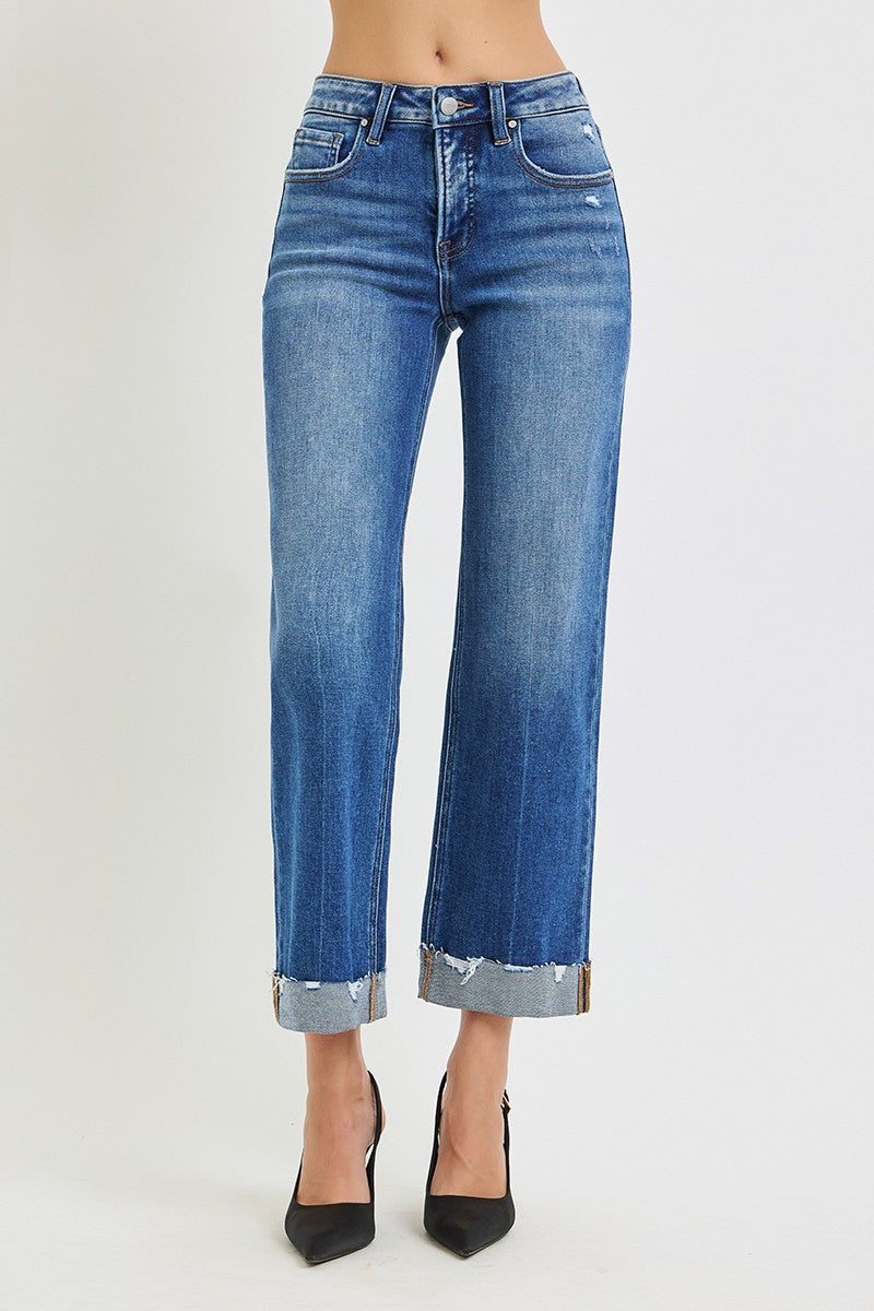 Risen Jeans | Tummy Control Mid Rise Wide Straight