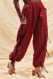 Plaid Loose Fit Jogger Pants | Red