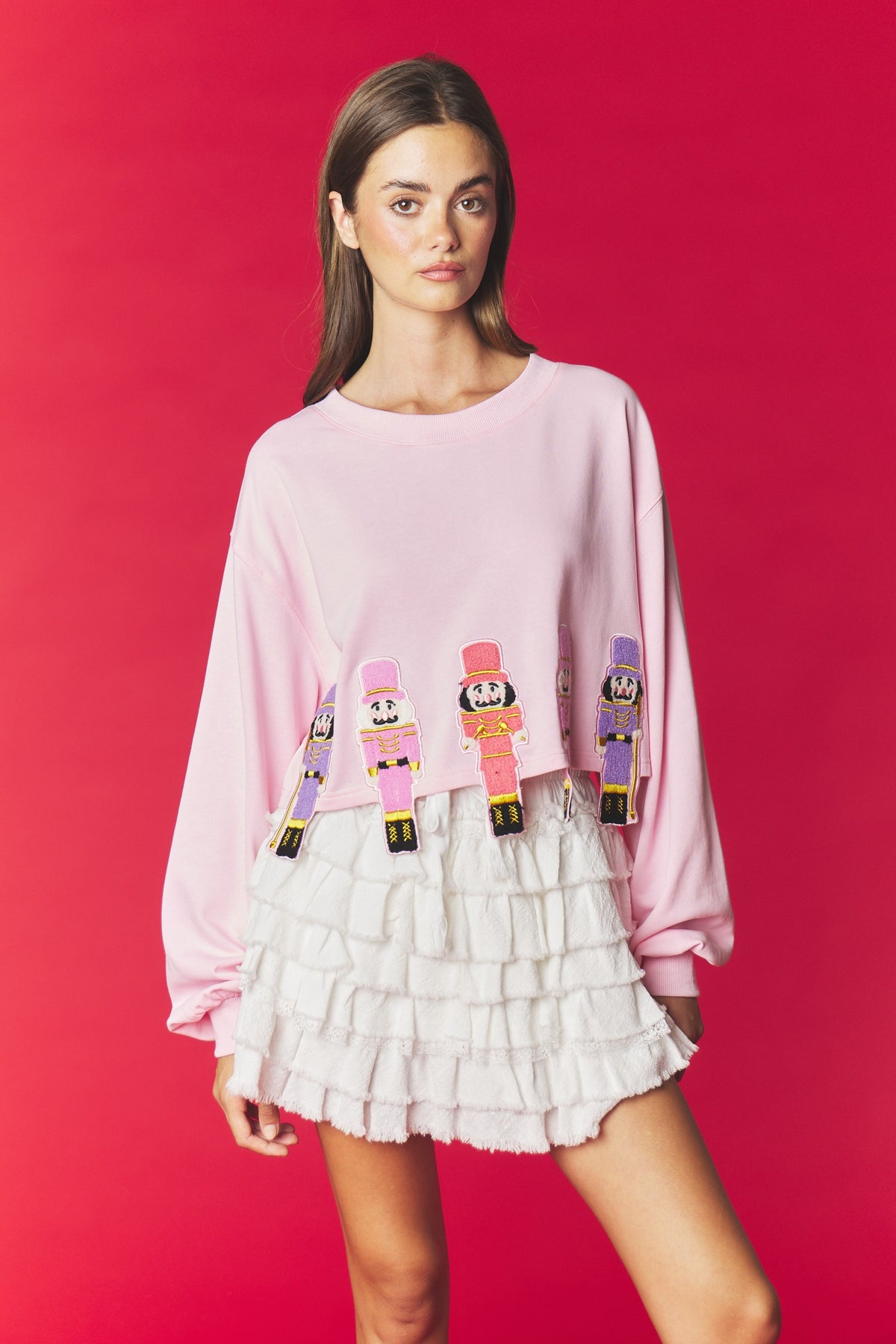 Nutcracker Applique Sweatshirt | Pink