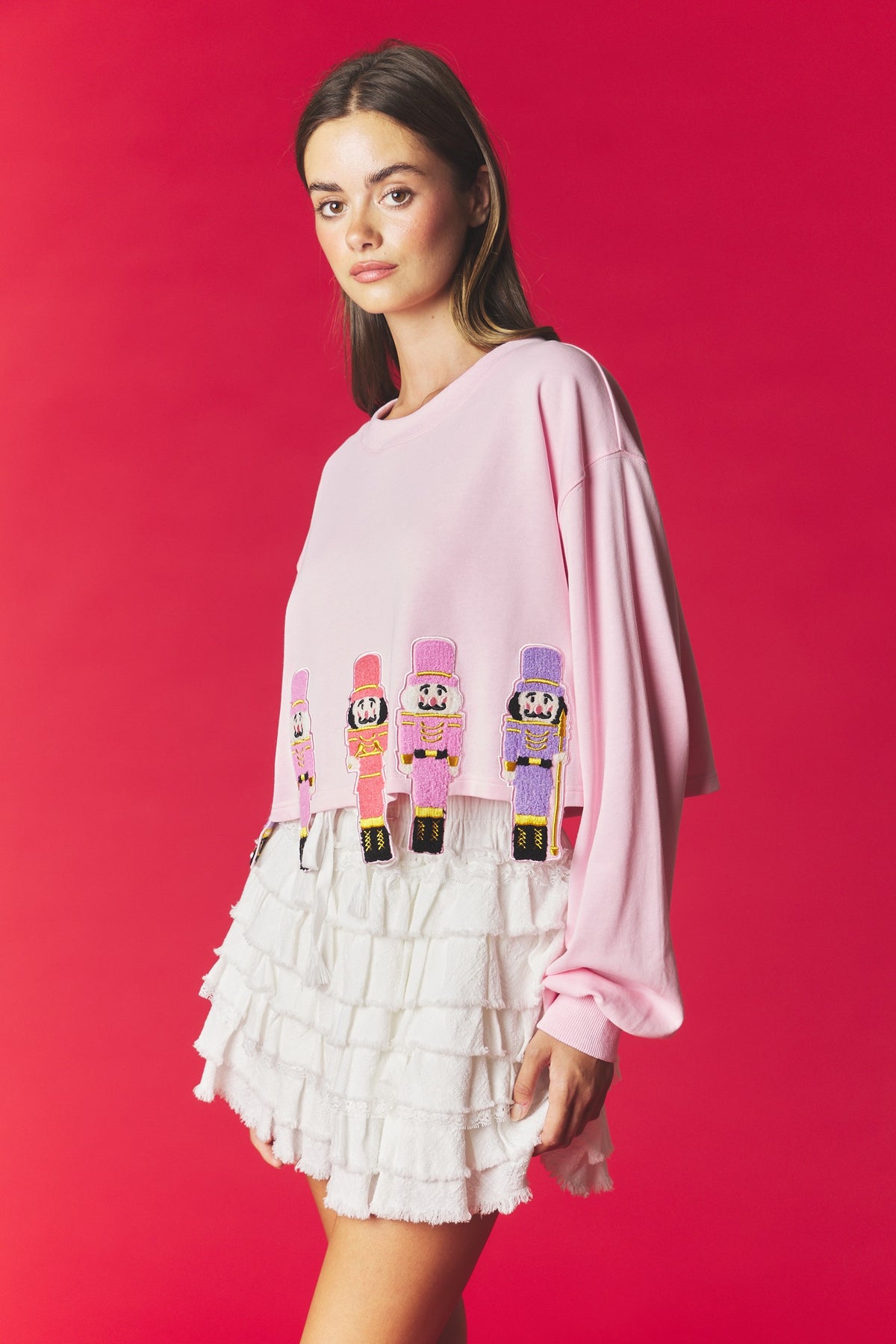 Nutcracker Applique Sweatshirt | Pink