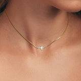 Sideways Cross Necklace | 18k Gold Dipped