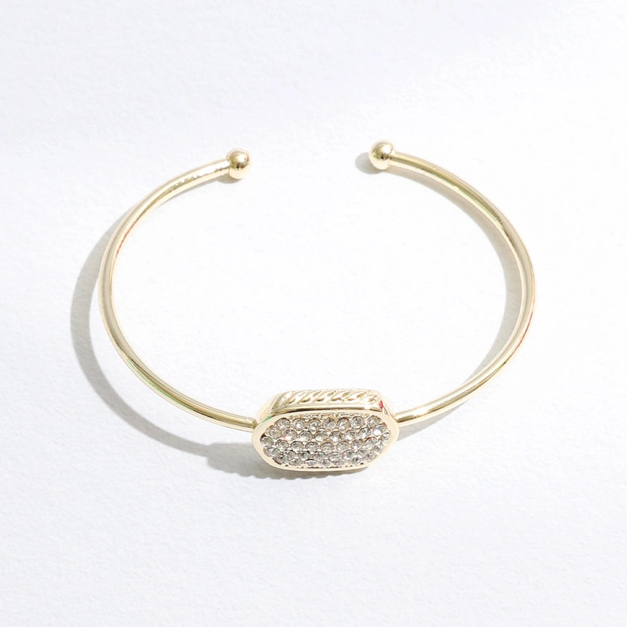 Oval CZ Bangle Bracelet | Gold