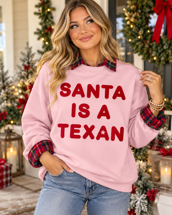 Santa Is A Texas Sweatshirt | Pink