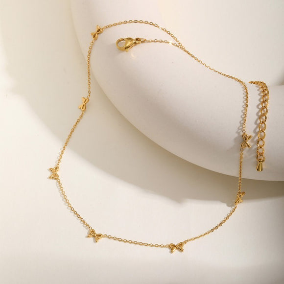 18k Dipped Multi Bow Necklace | Gold