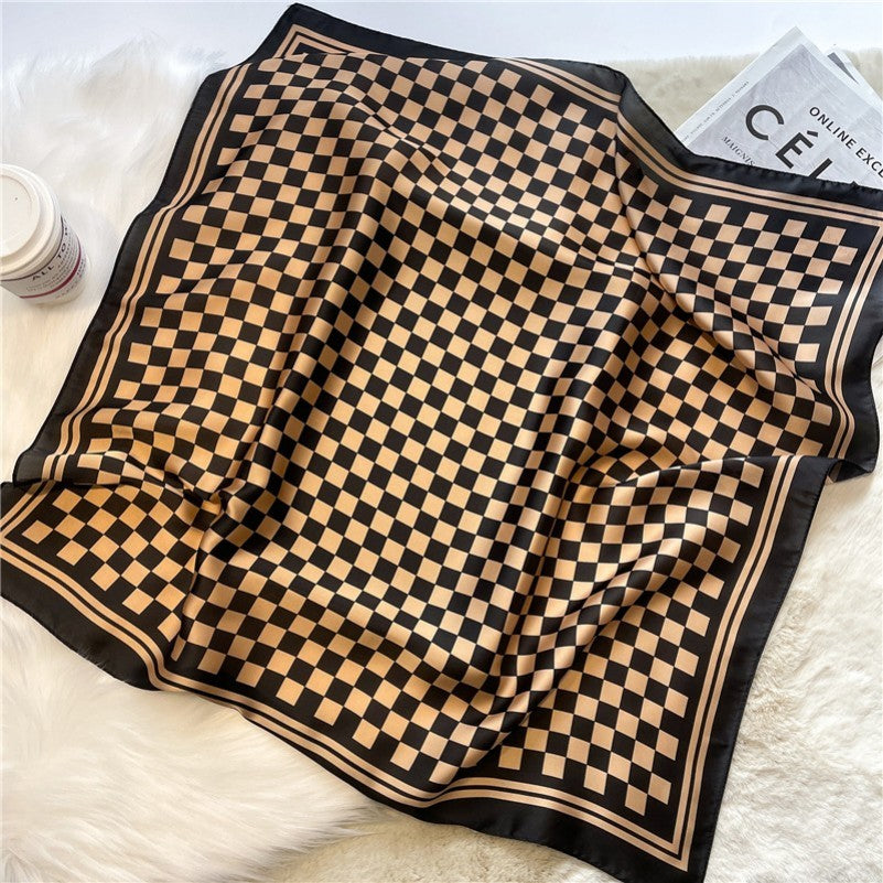 Silky Wild Rag Scarf | Brown Checker
