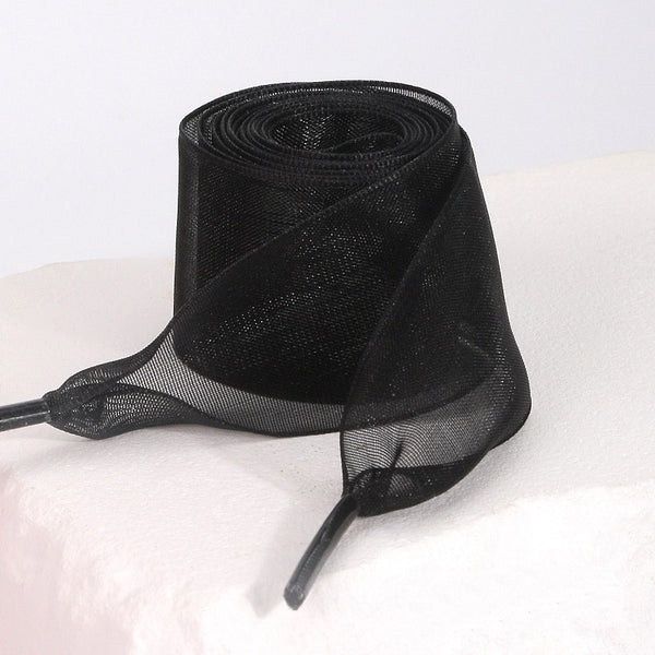 Satin Organza Shoe Laces | Black