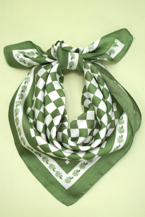 Silky Wild Rag Scarf | Green Checker