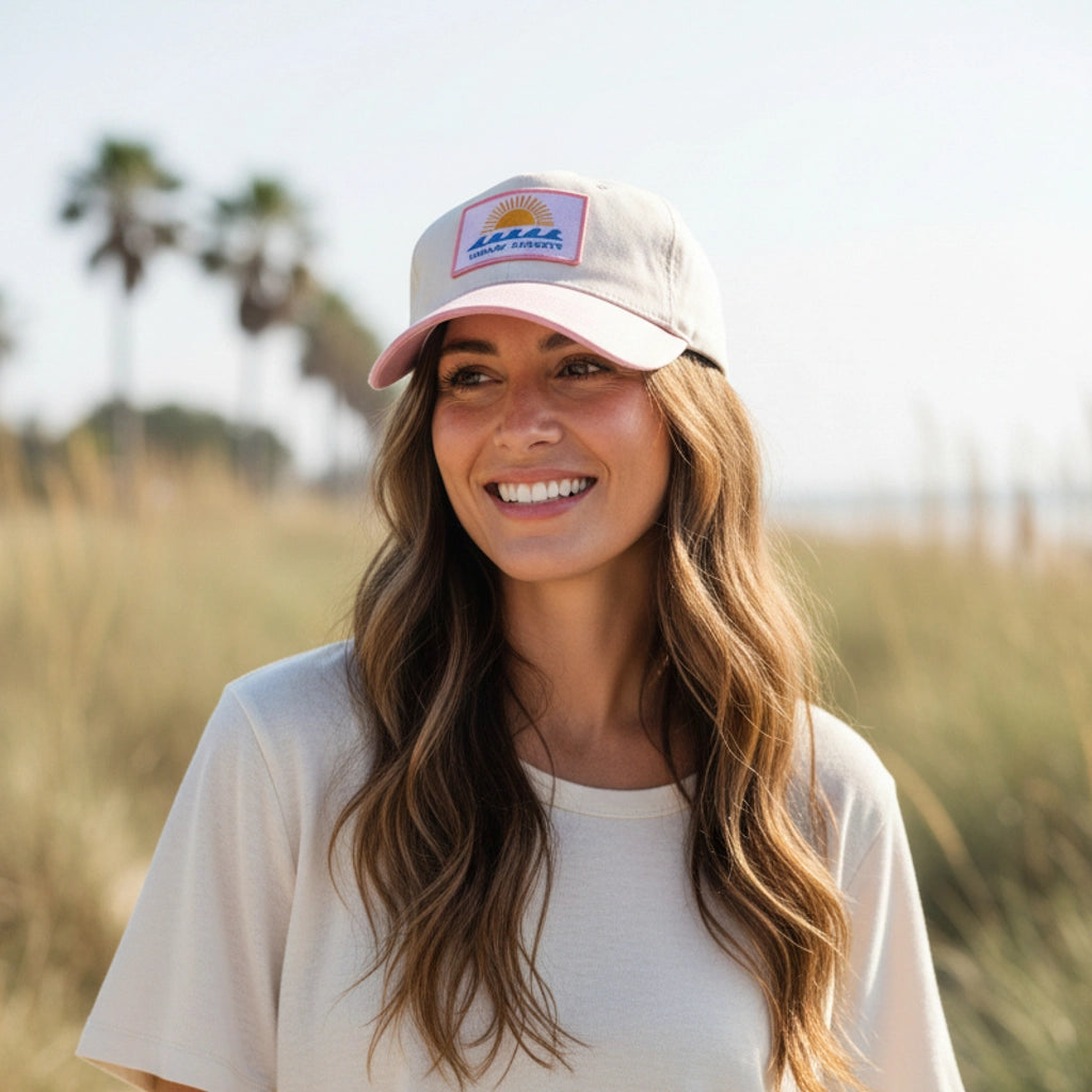 Chasing Sunsets Canvas Cap | Cream/Pink