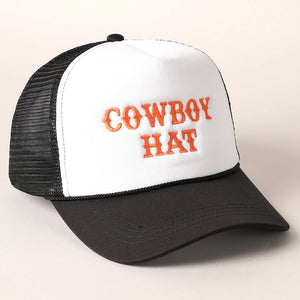 Cowboy Hat Trucker Cap | Black/White