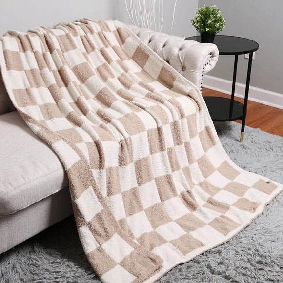 Comfy LUXE Checker Blanket | Beige