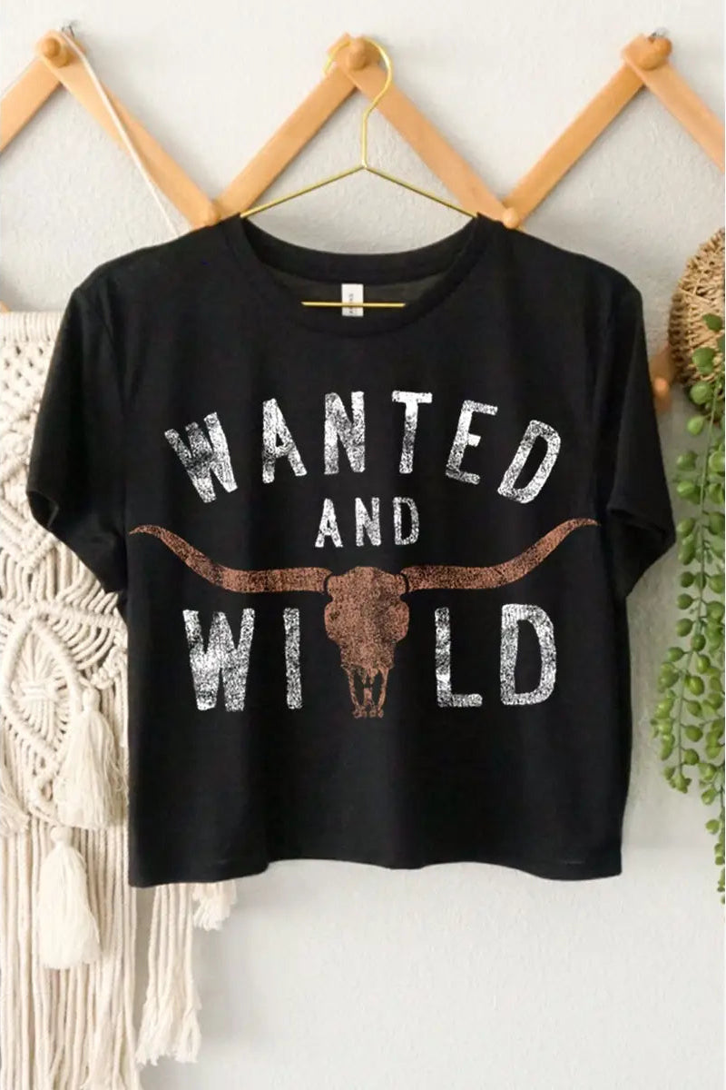 Wanted And Wild Crop Tee | Black