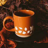 Fall Leaves Stoneware Coffee Mug | Burnt Orange