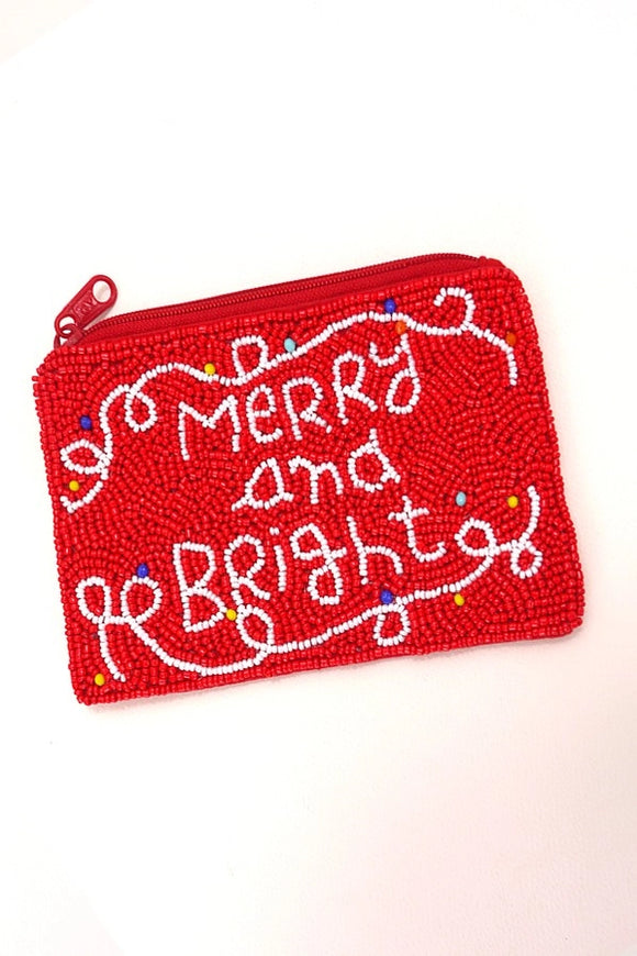 Merry & Bright Red | Seed Beed Coin Purse Pouch