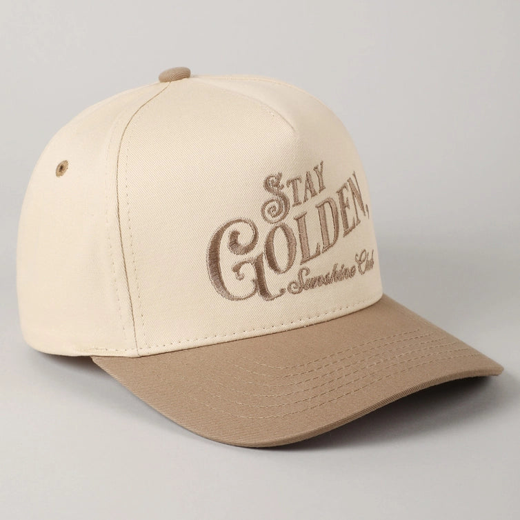 Stay Golden Trucker Cap | Beige