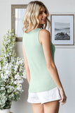 Pointelle Button Front Tank Top | Sage